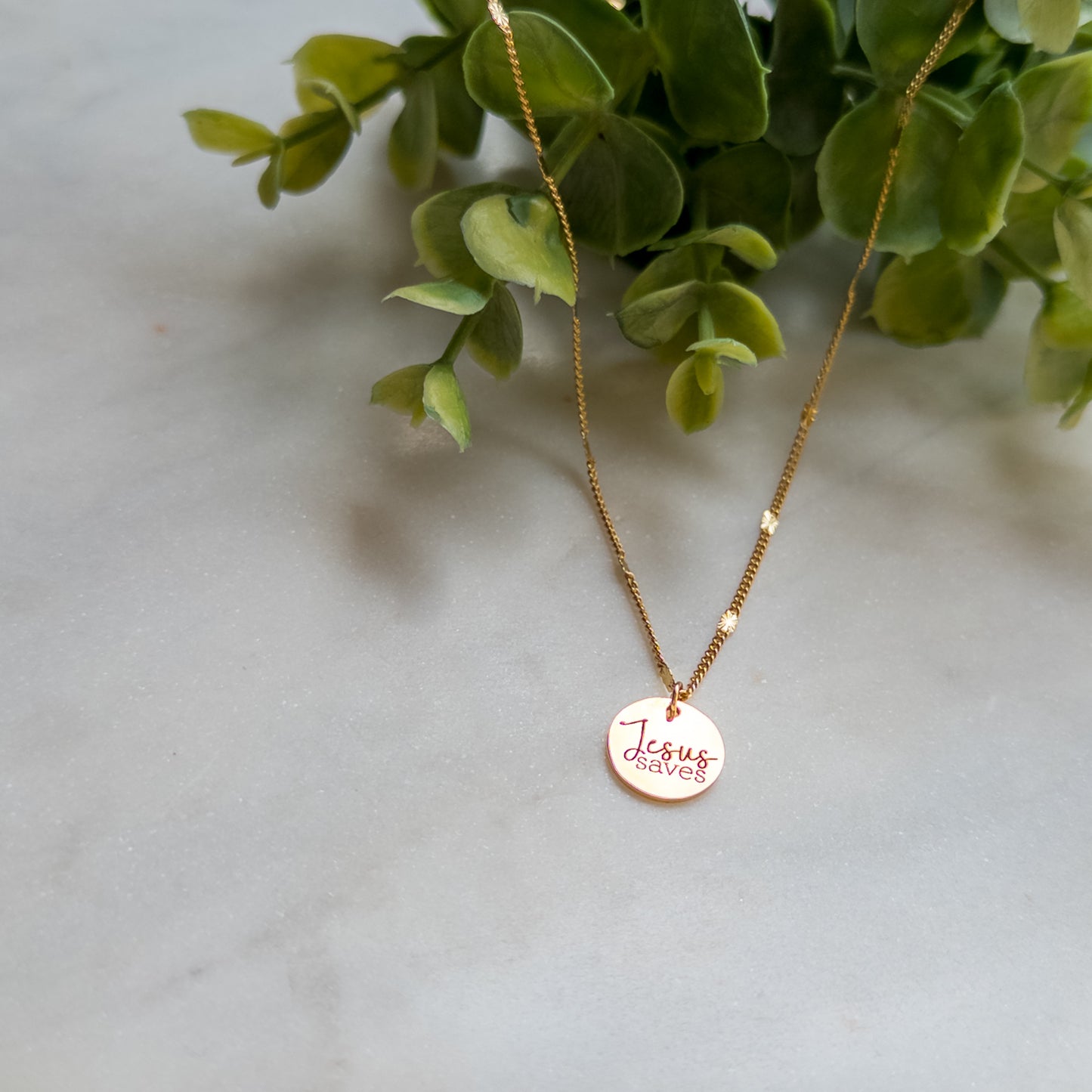 18k Gold Plated “Jesus Saves” Necklace