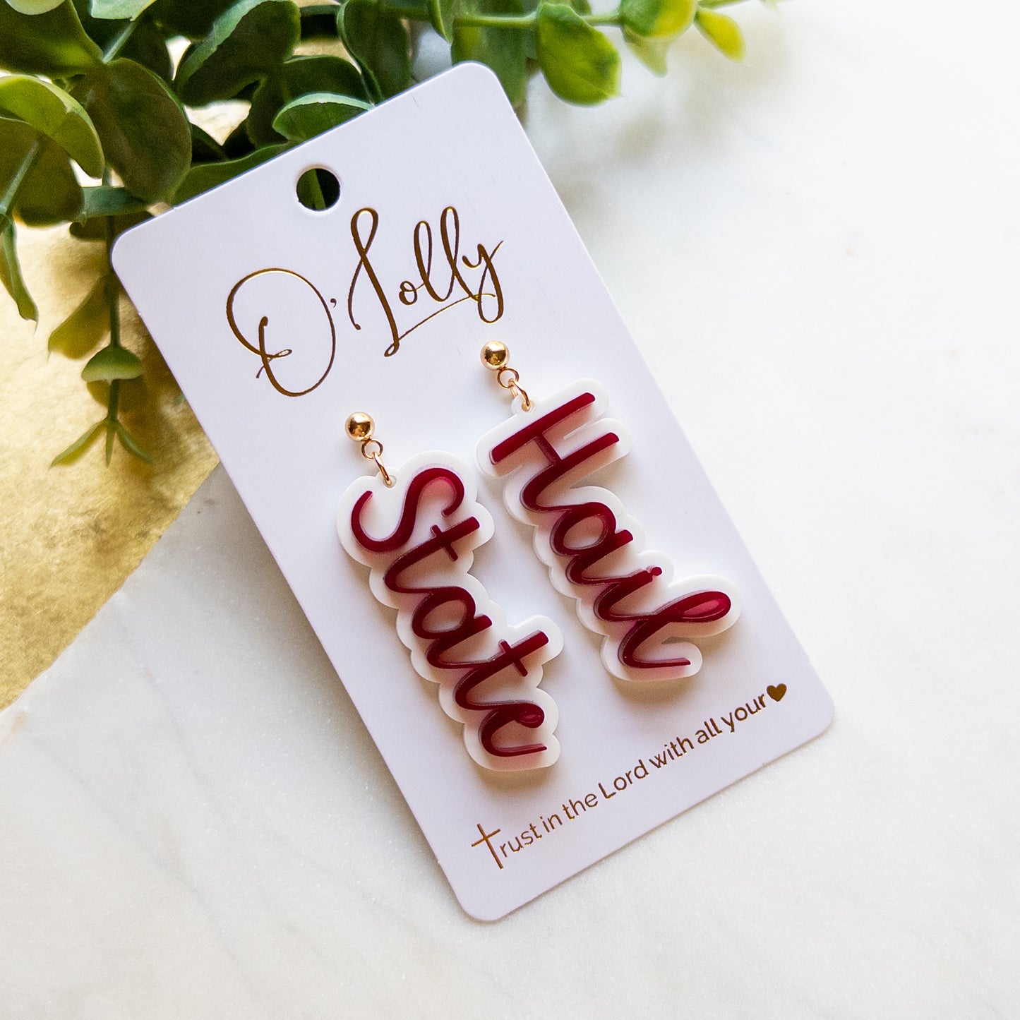 MS State Game Day Earrings | Maroon & White MSU Statement Earrings