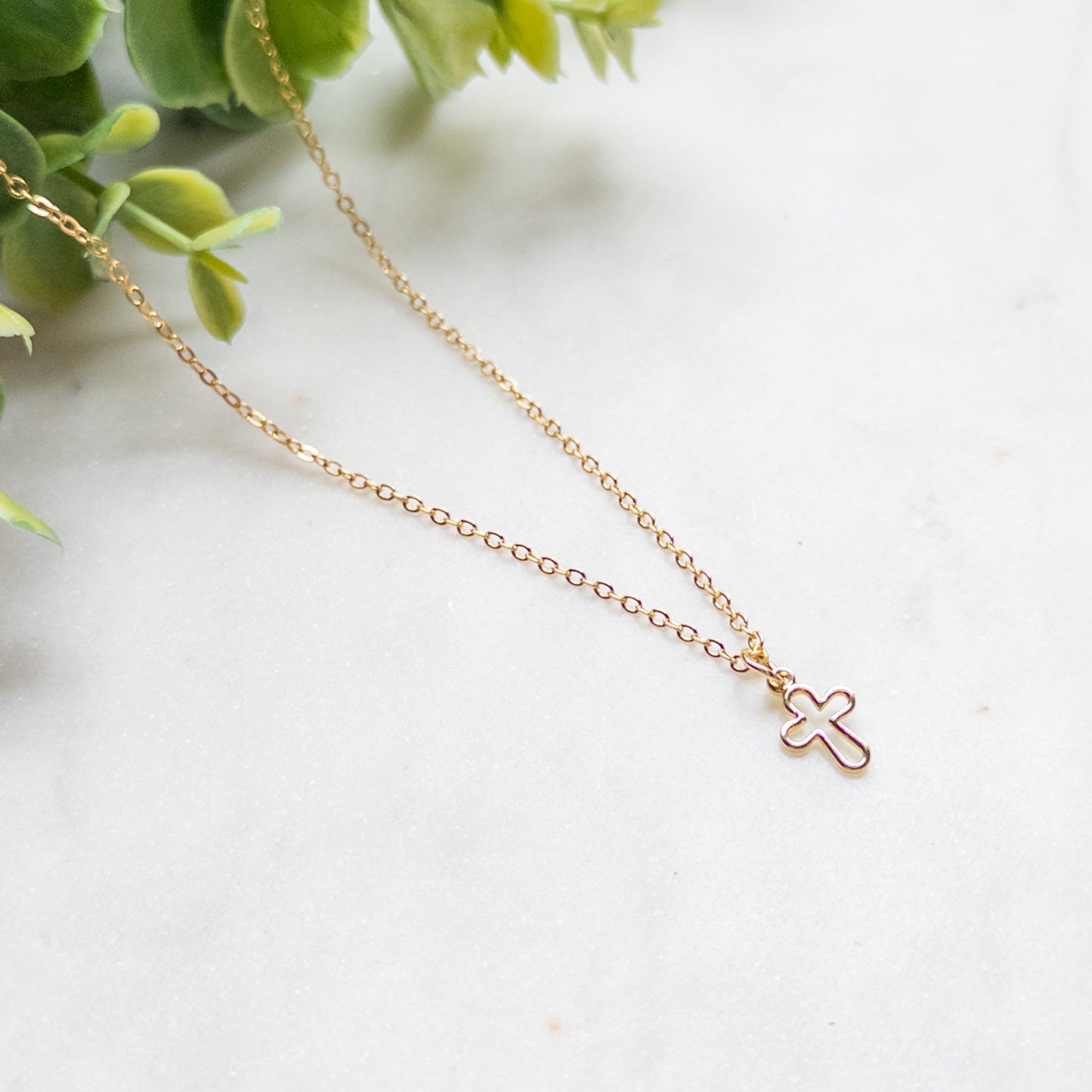 Dainty 18K Gold Plated Cross Necklace