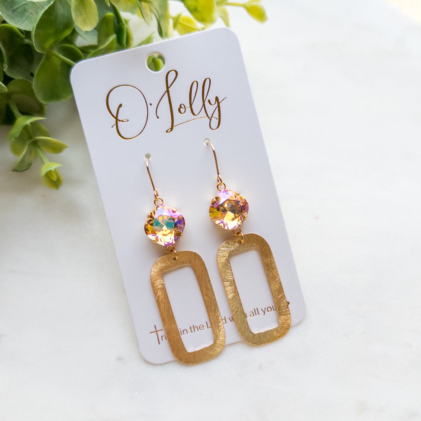 Open Rectangle Dangle w/Ember Stone “Ember”