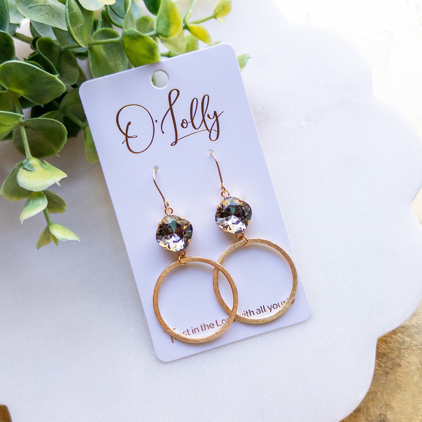 Sienna Crystal & Gold Hoop Drop Earrings