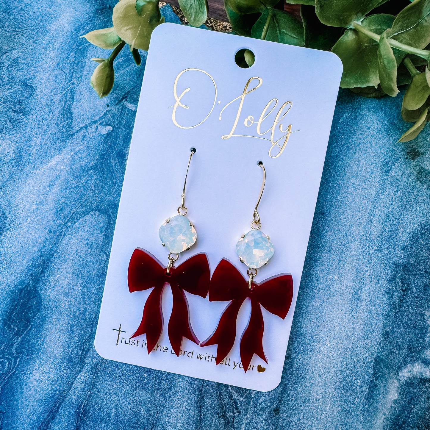 O’Lolly Acrylic Stone+Bow Earrings