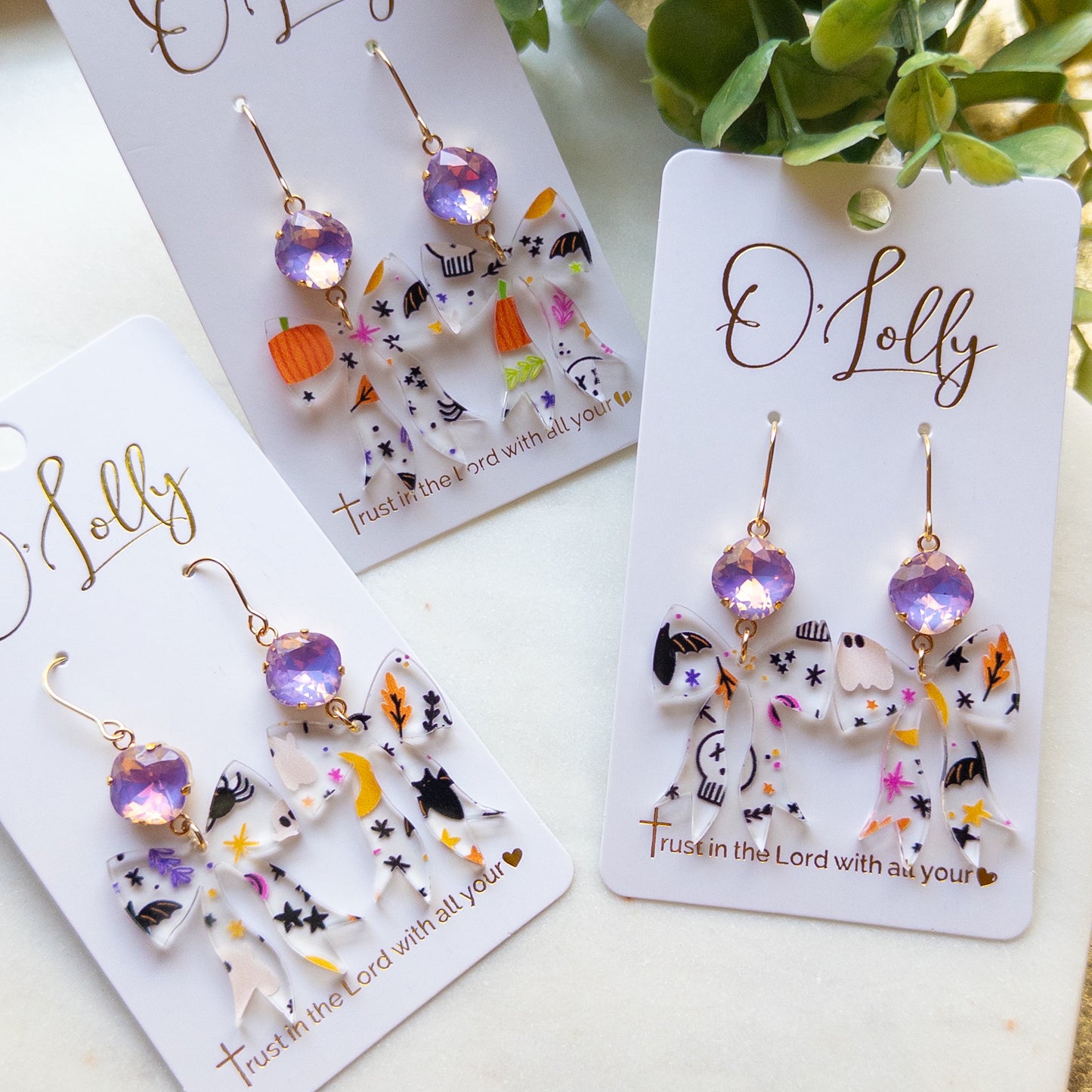 Halloween Bow Dangle Earrings