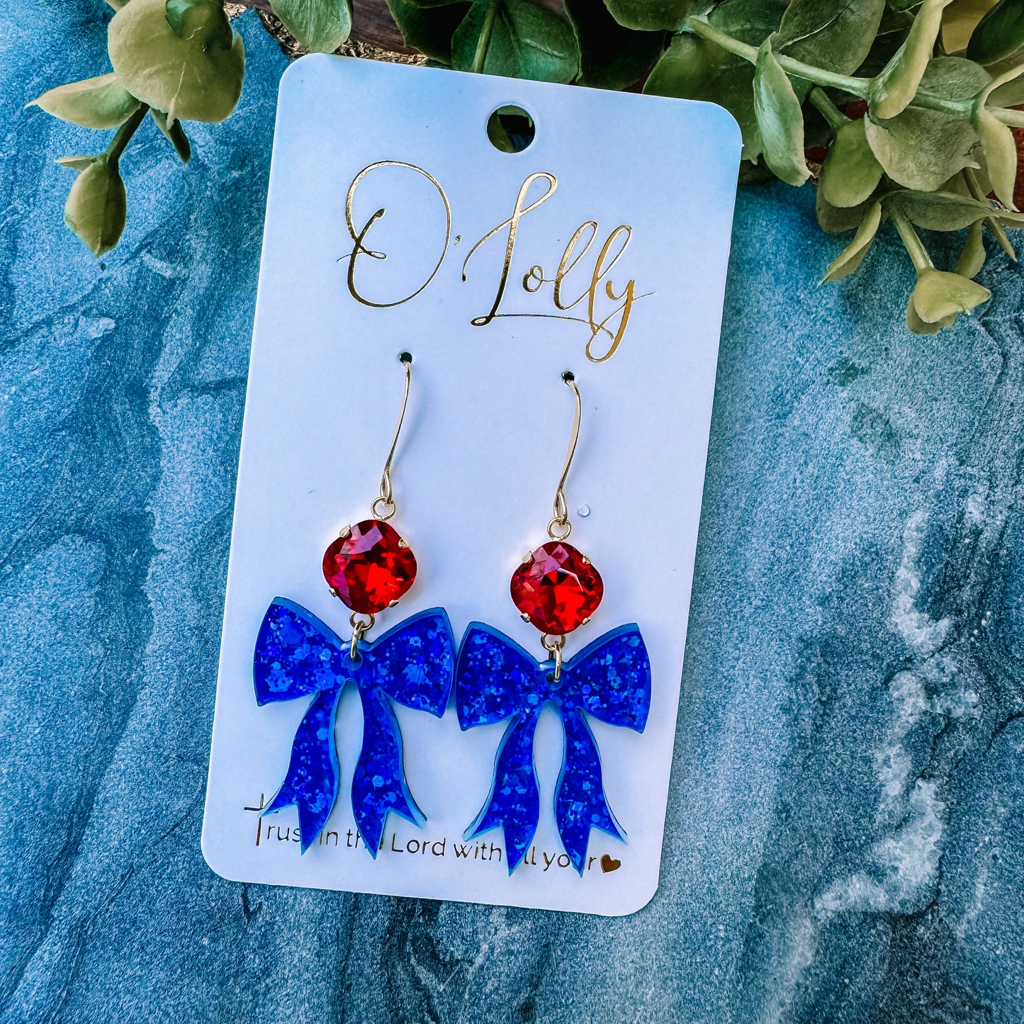 O’Lolly Acrylic Stone+Bow Earrings