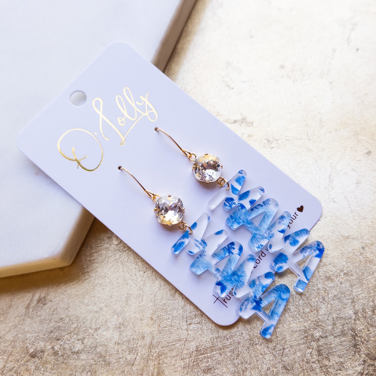 Acrylic MAMA Earrings w/Stone