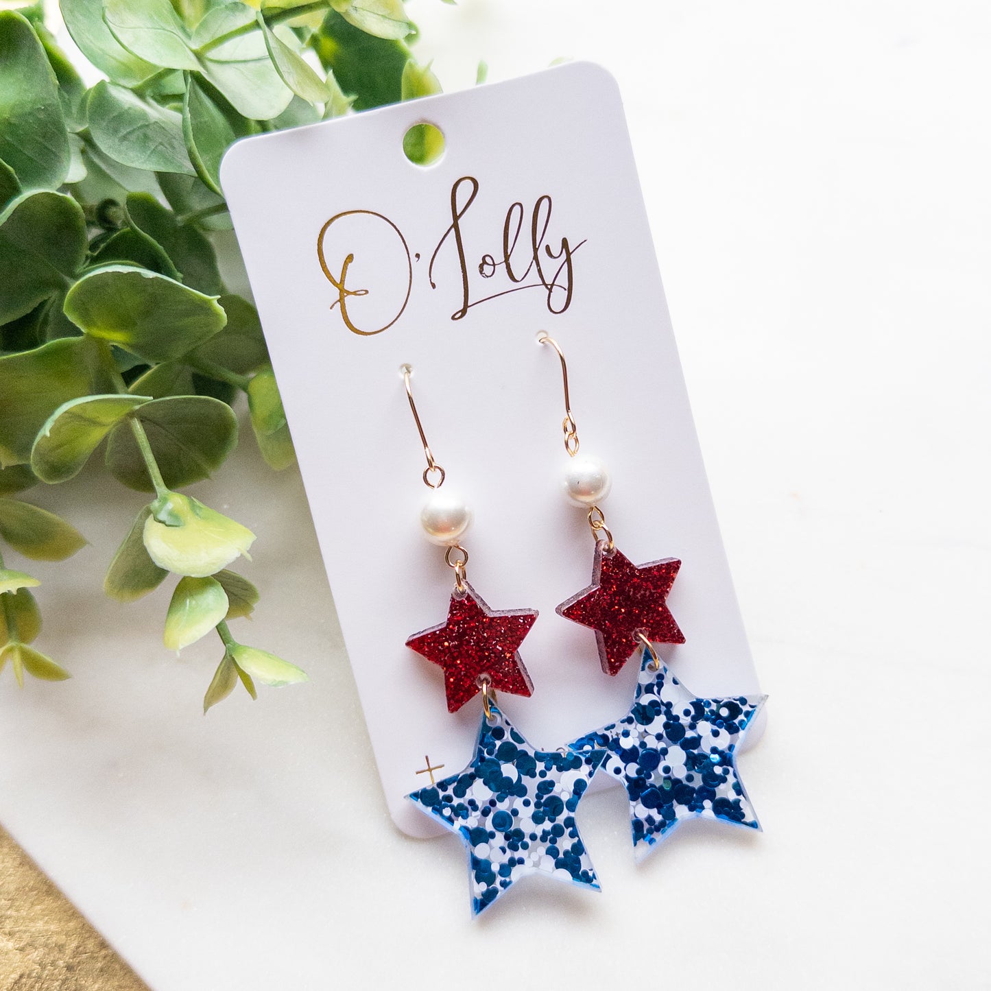 Statement Patriotic Star Drop Earrings