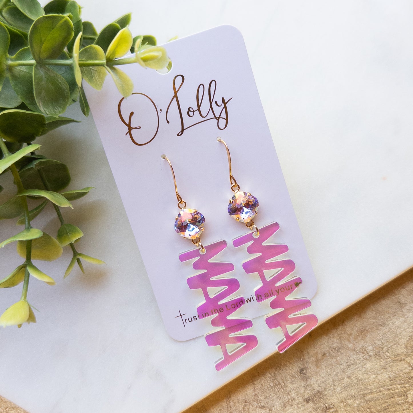 Acrylic MAMA Earrings w/Stone