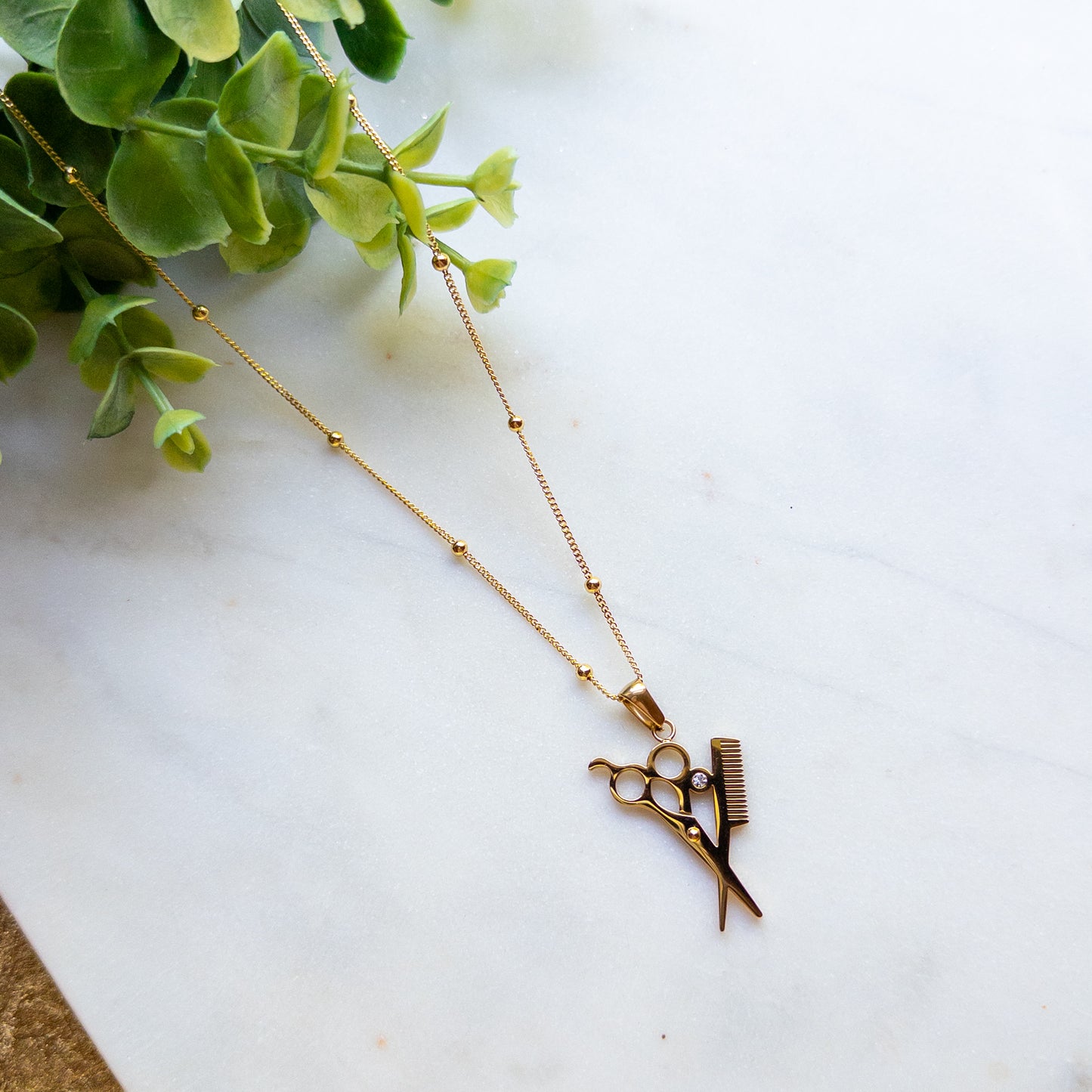 Gold Plated Hair Tools One Charm Necklace