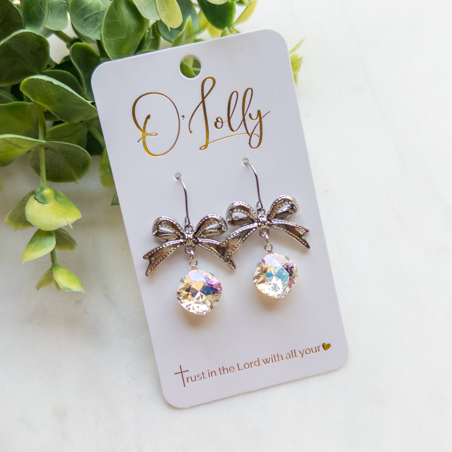 Bow w/Clear Crystal Stone “Bella”