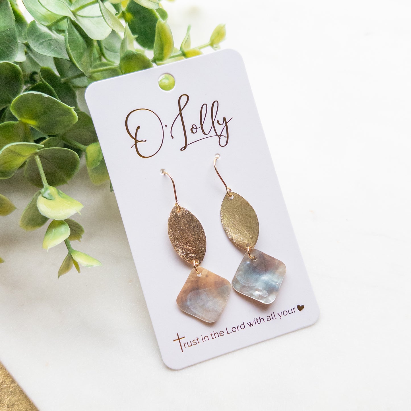 Coastal Shell Geometric Drop Earrings “Cove”