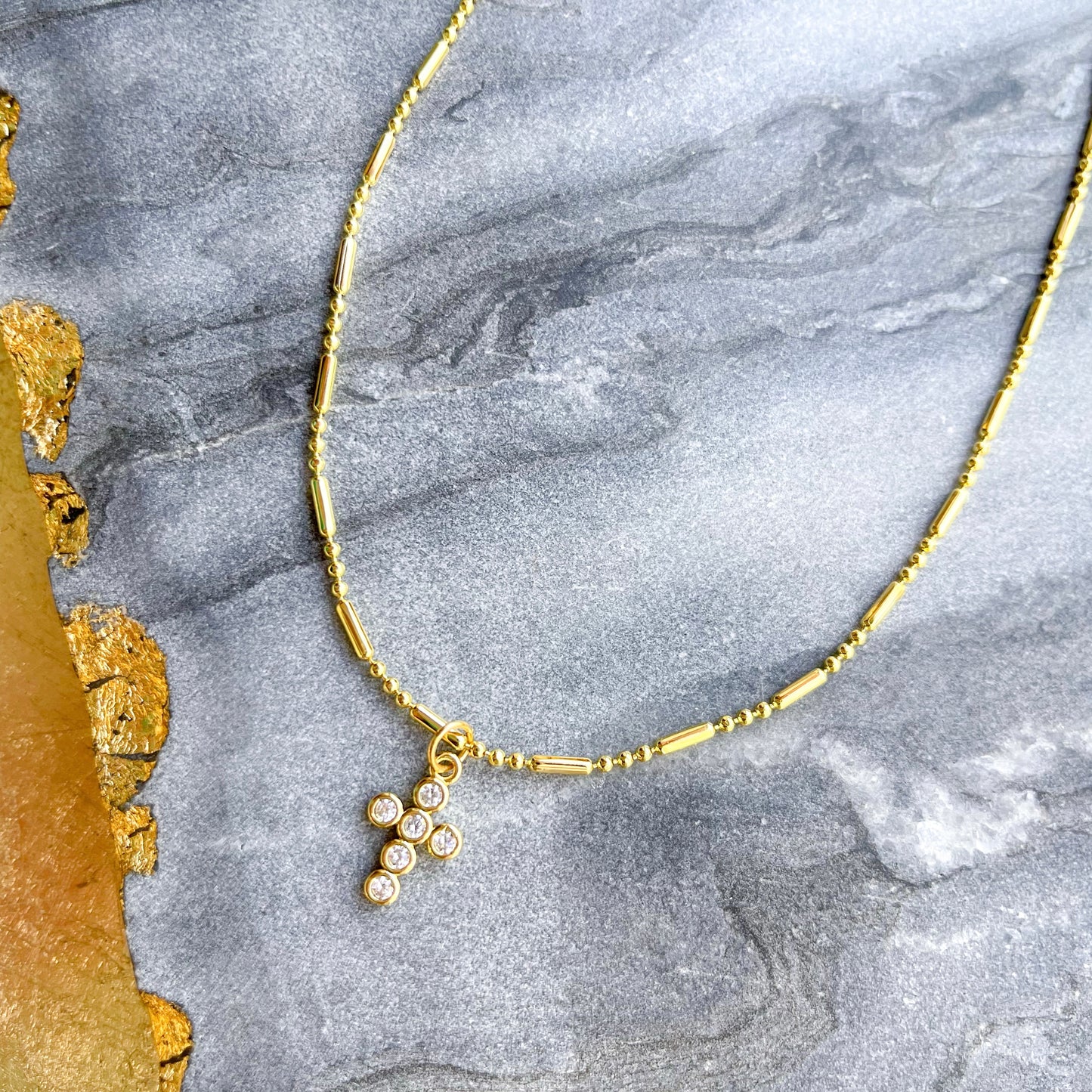 O’Lolly Small CZ Cross 18k Gold Plated Necklace
