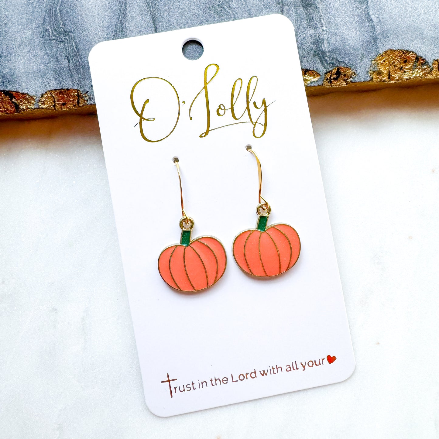 O’Lolly Halloween Mini Earrings- Pumpkin