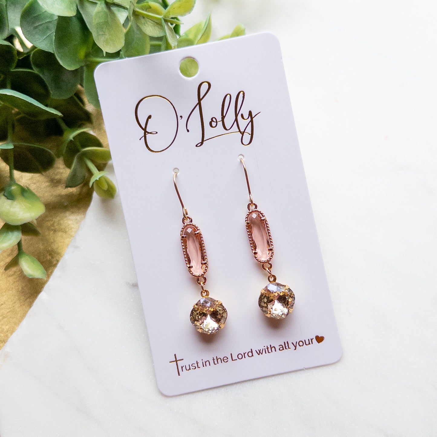 Blush Crystal Dangle Earrings