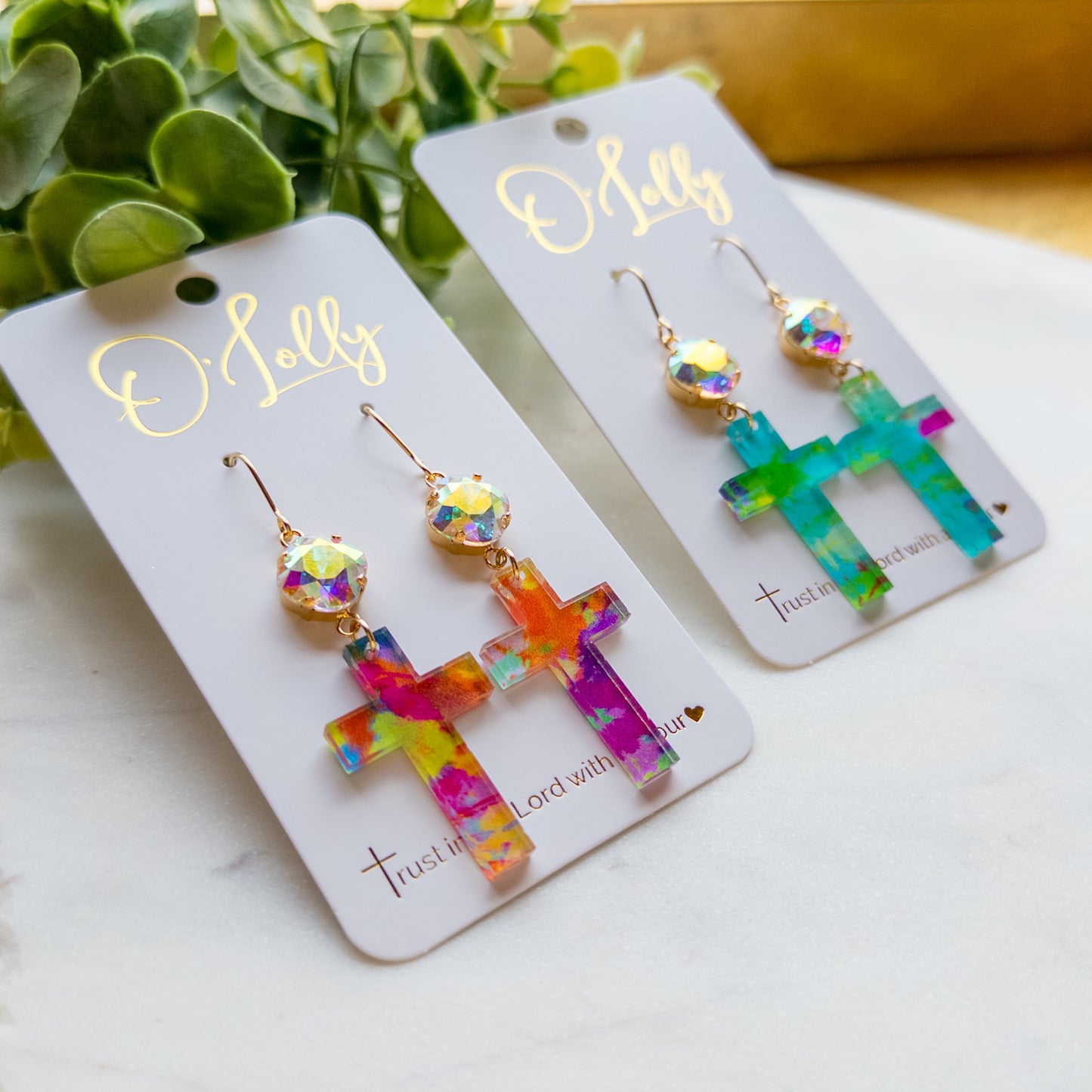 Multicolored Acrylic Cross w/AB Stone “Judith”