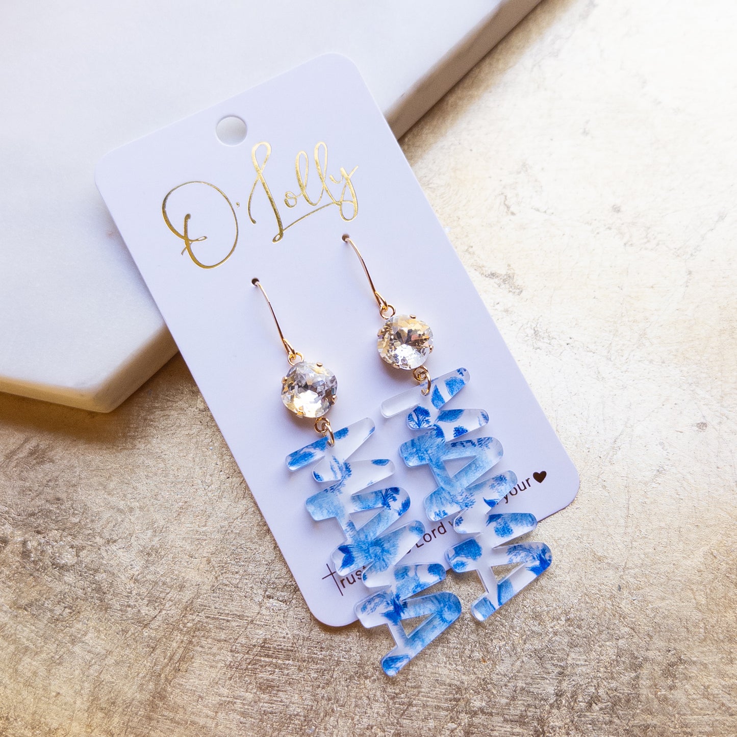 Acrylic MAMA Earrings w/Stone