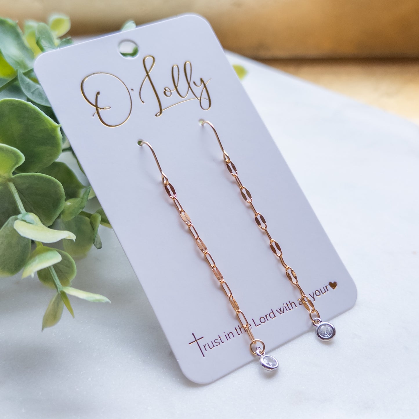 Gold & Silver Mixed Chain Dangle- Gold Chain w/Silver CZ Charm Dangle