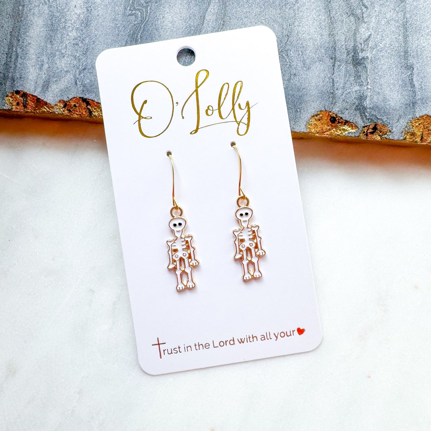 O’Lolly Halloween Mini Earrings- Skelton