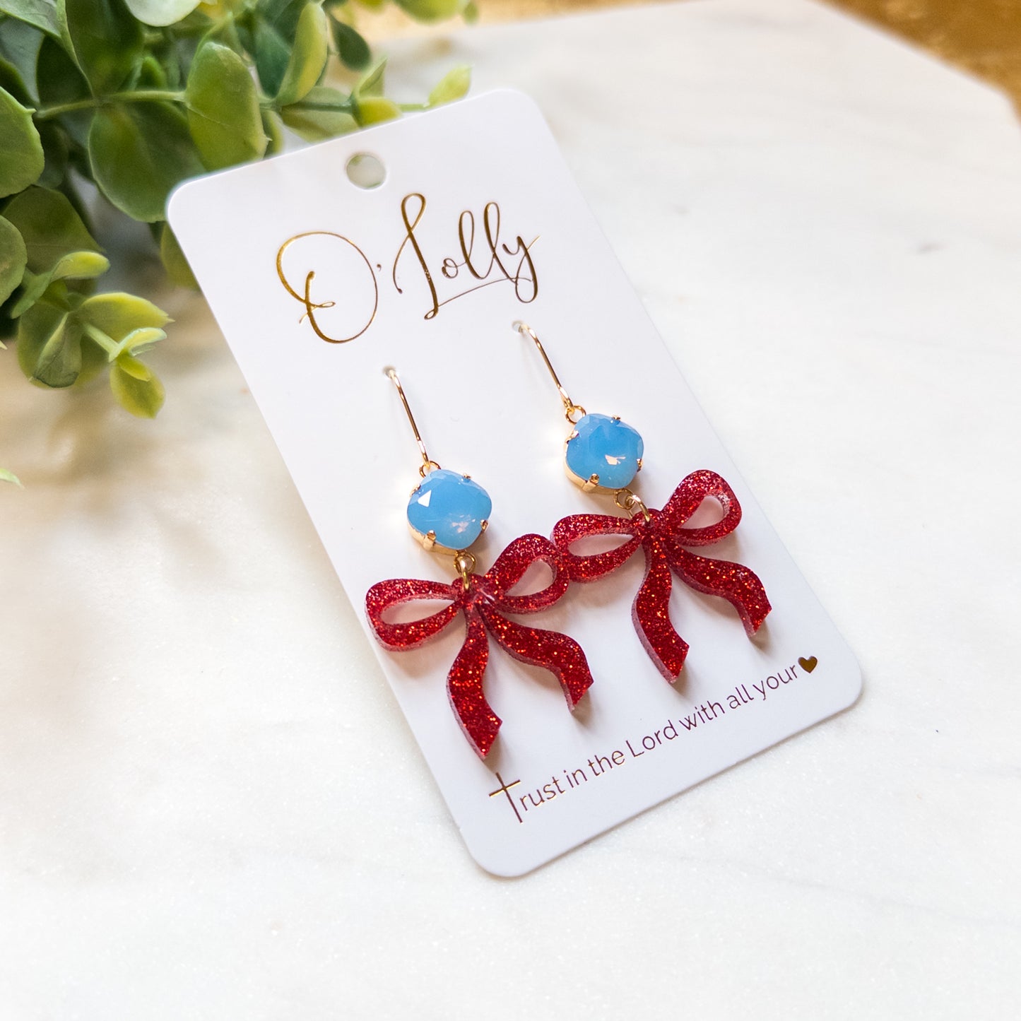 Sparkle Bow Patriotic Earrings