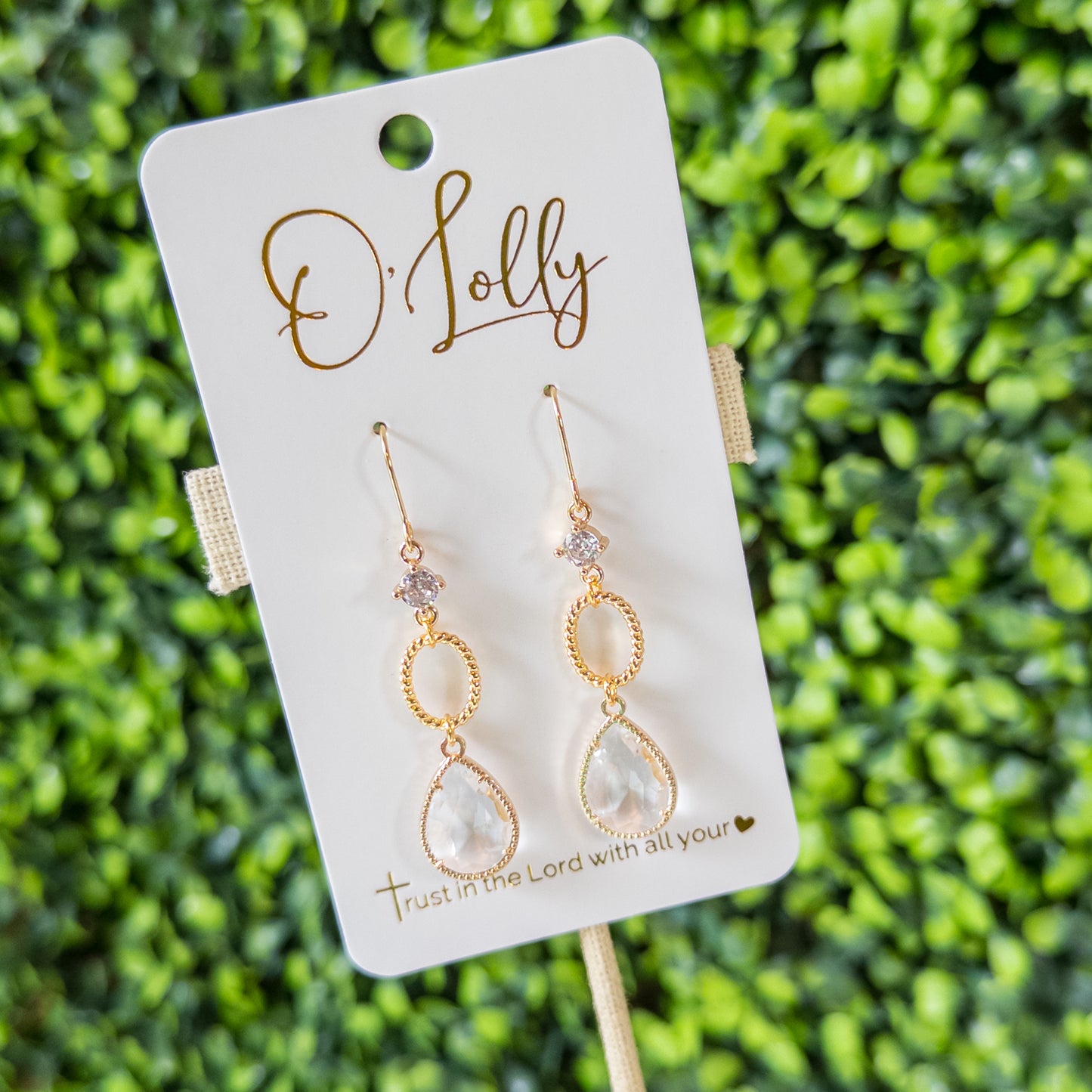 Crystal Teardrop Link Dangle Earrings “Kristy”