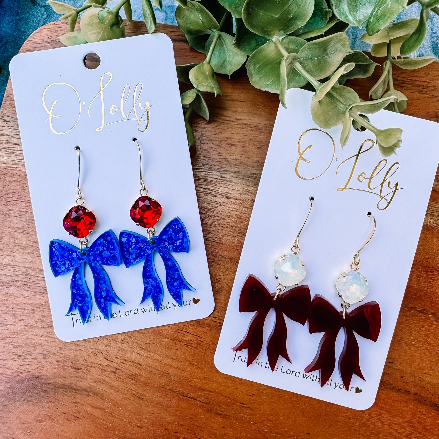 O’Lolly Acrylic Stone+Bow Earrings