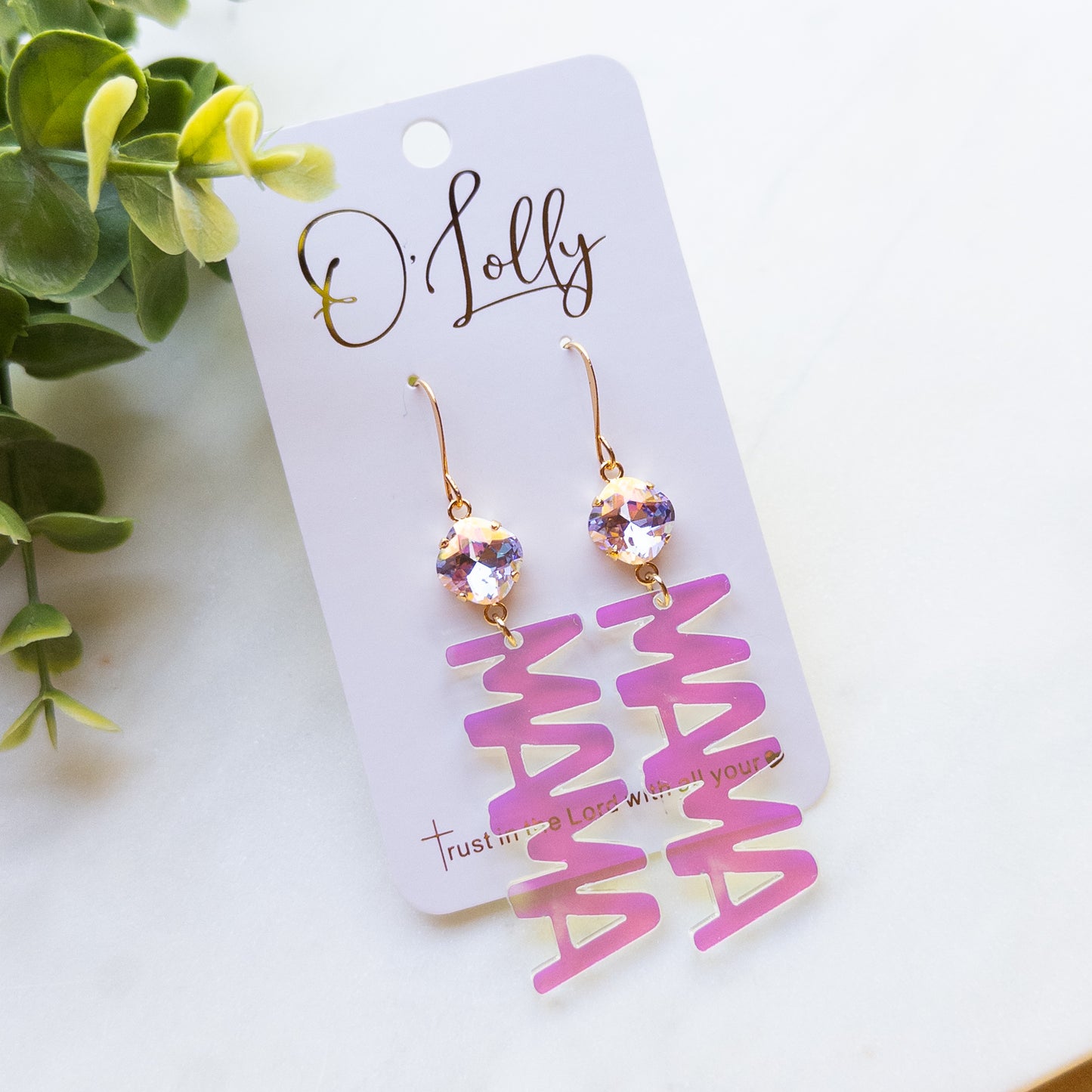 Acrylic MAMA Earrings w/Stone