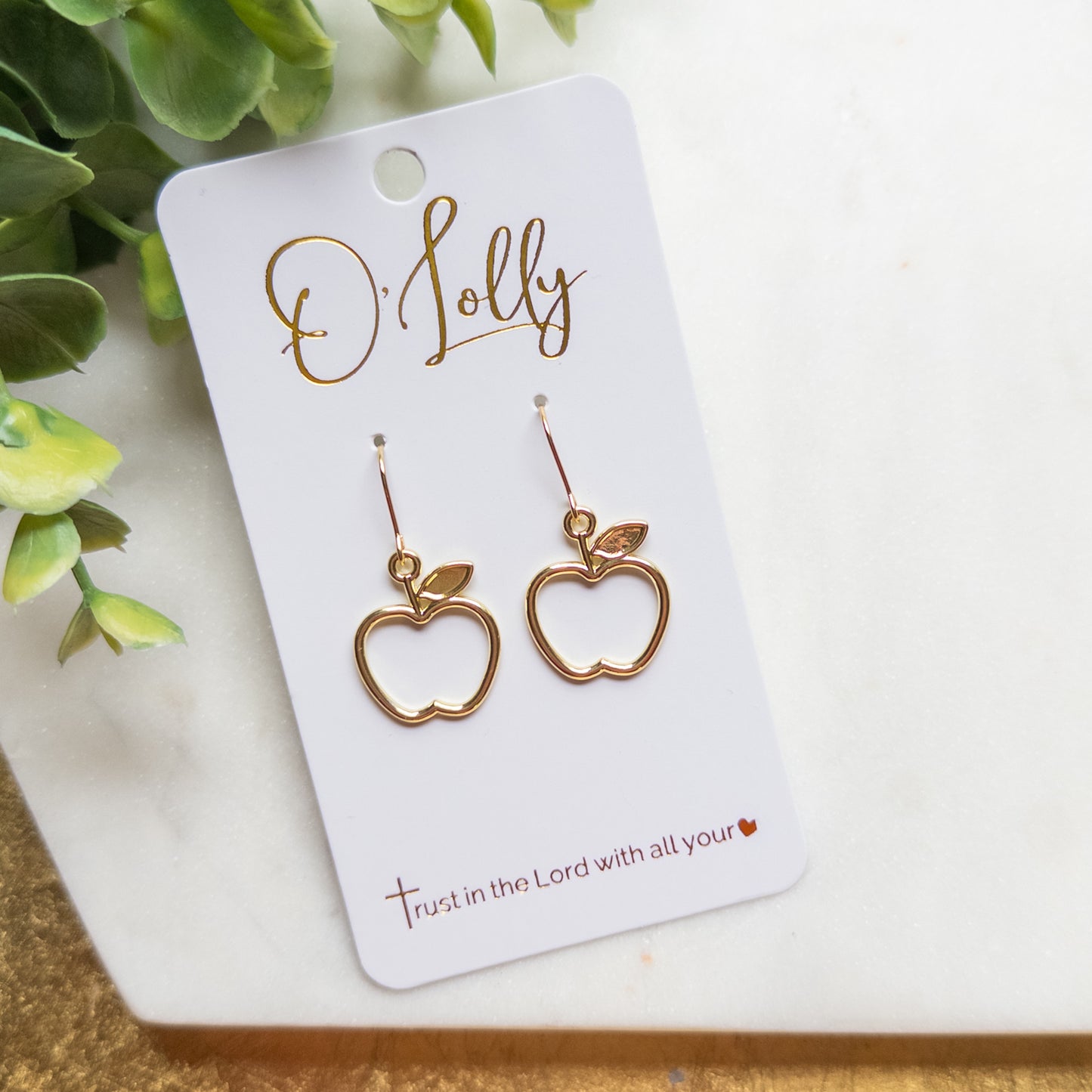 Sweet Open Apple Charm Dangle Earrings