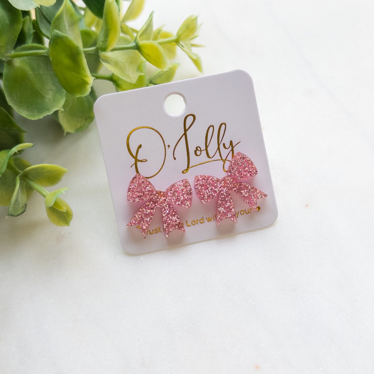 Glitter Pink Stud Earrings