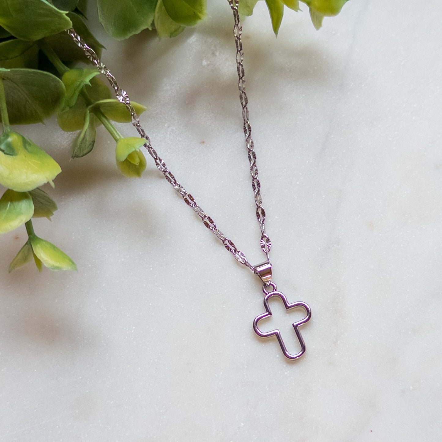 Silver Open Cross Necklace
