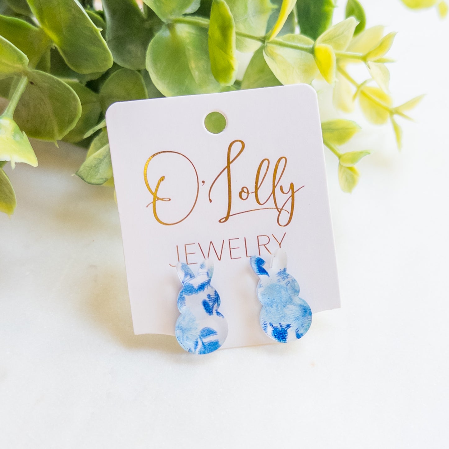Blue & White Acrylic Stud Earrings