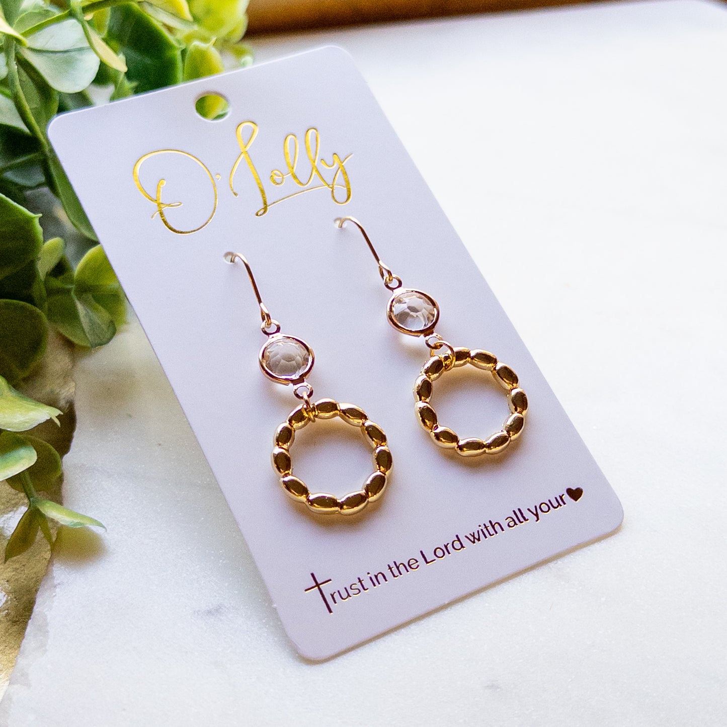 Faceted Crystal Beaded Circle Dangle Earrings – Gold Open Circle Earrings “Tracie”