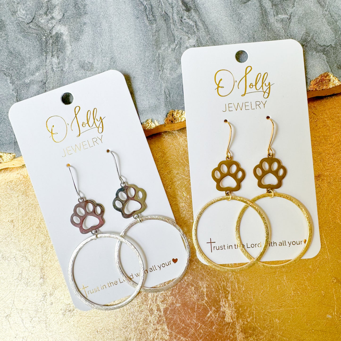 O’Lolly Paw Print Dangle Earrings