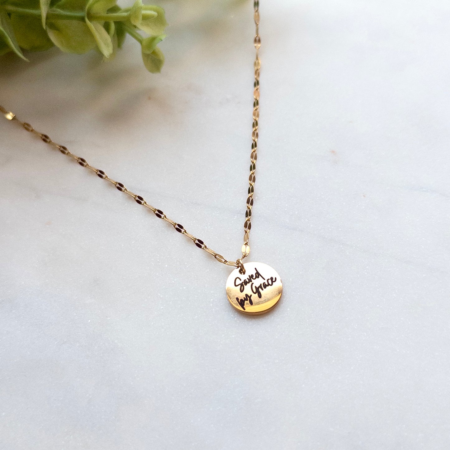 “Saved by Grace” Necklace on Stainless Steel Chain