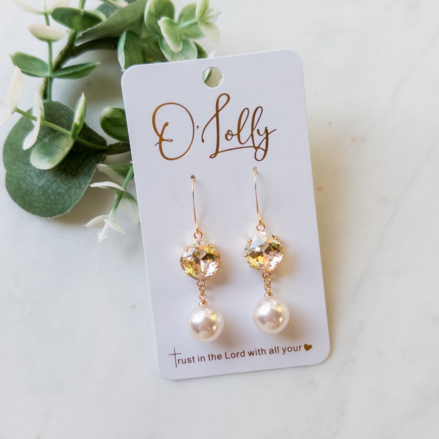 Topaz Stone w/Pearl Drop - “Trish”