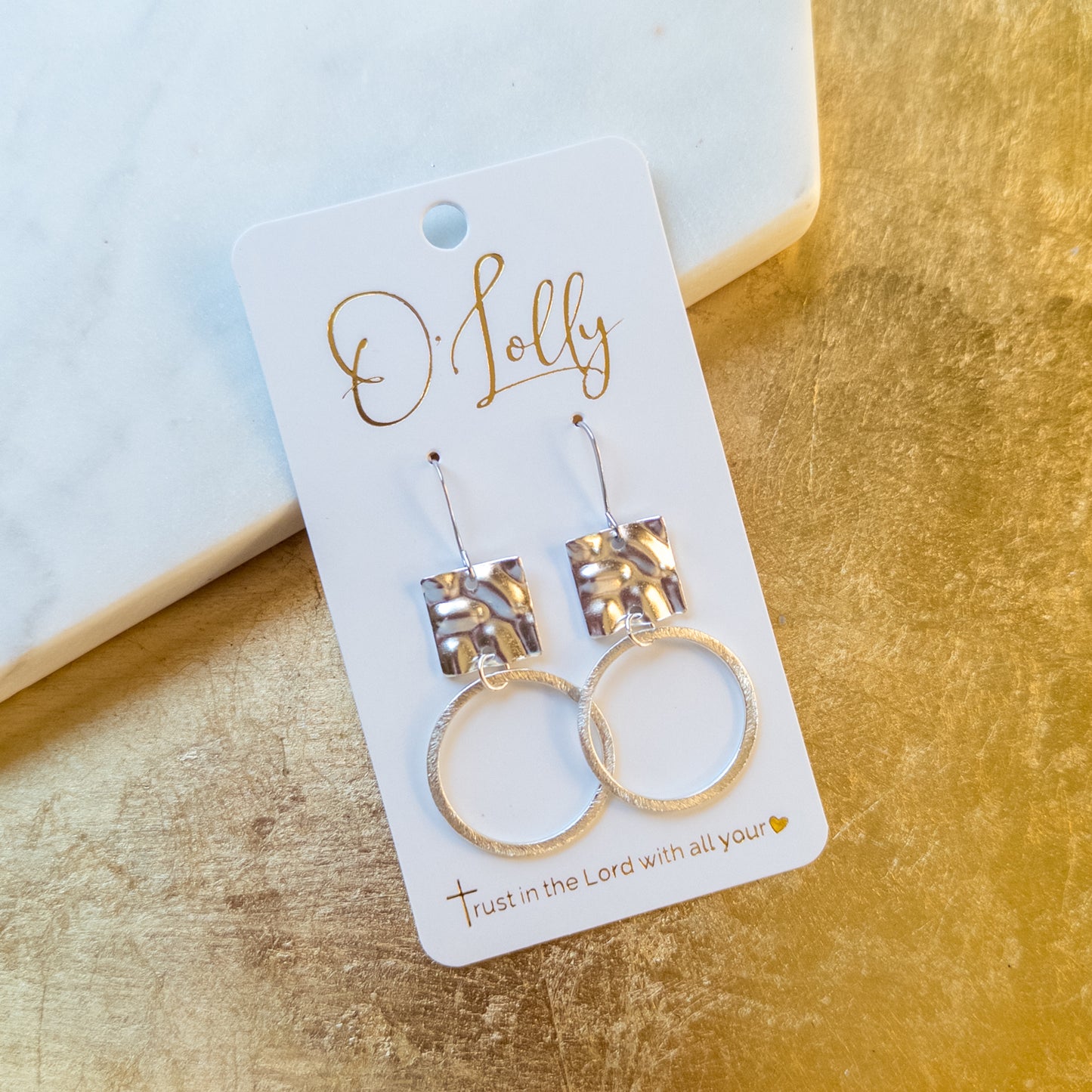Silver Textured Square w/Hoop (SALE-Limited Available)