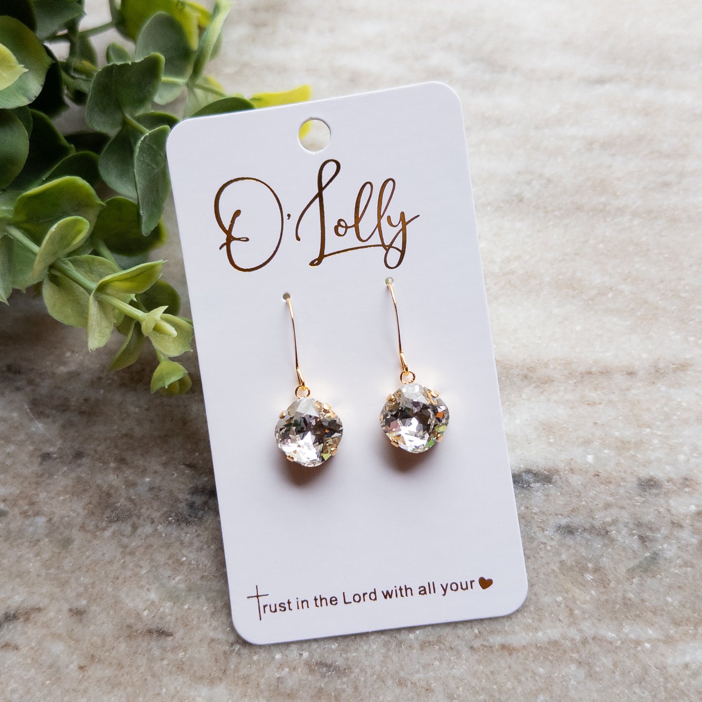 O'Lolly "Remi" Earrings - Silver Clear Stone Dangle