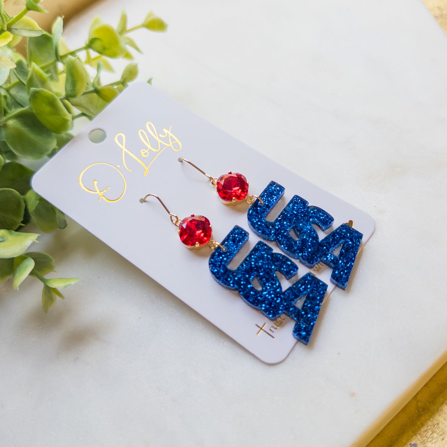 Glitter USA Statement Dangle Earrings
