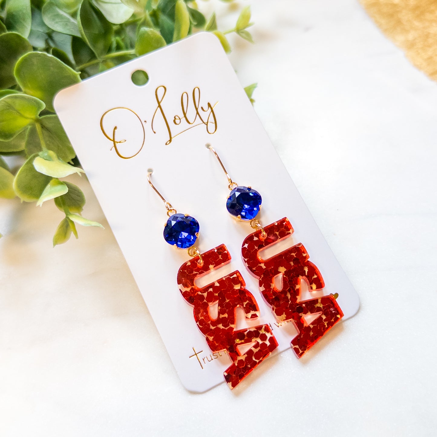 Glitter USA Statement Dangle Earrings