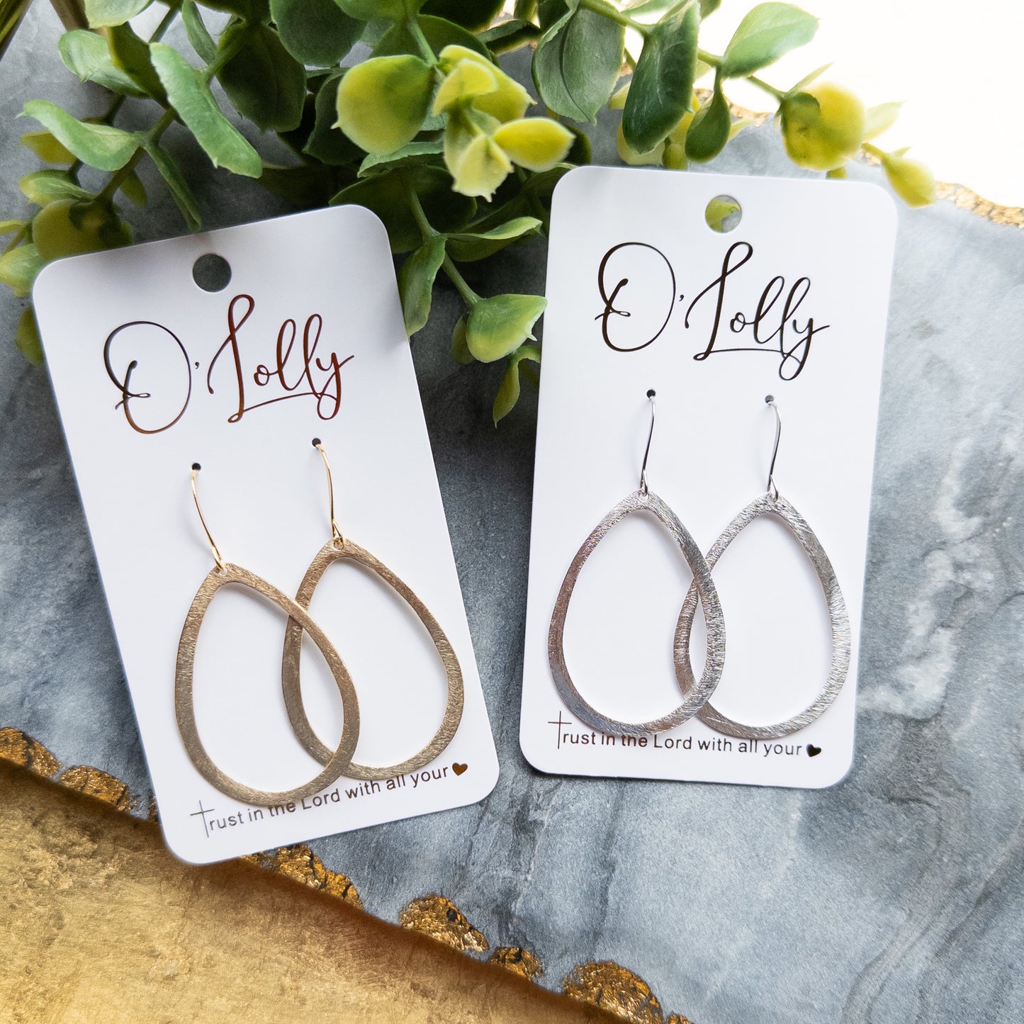 Gold and Silver Open Teardrop