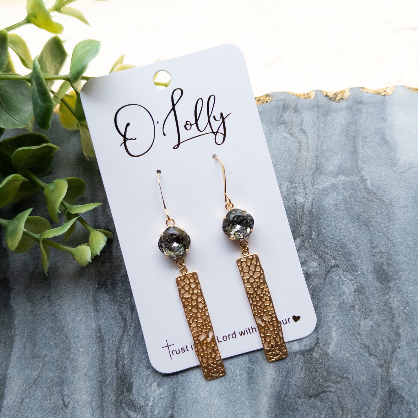 Charcoal Stone w/Textured Gold Bar (Limited availability)