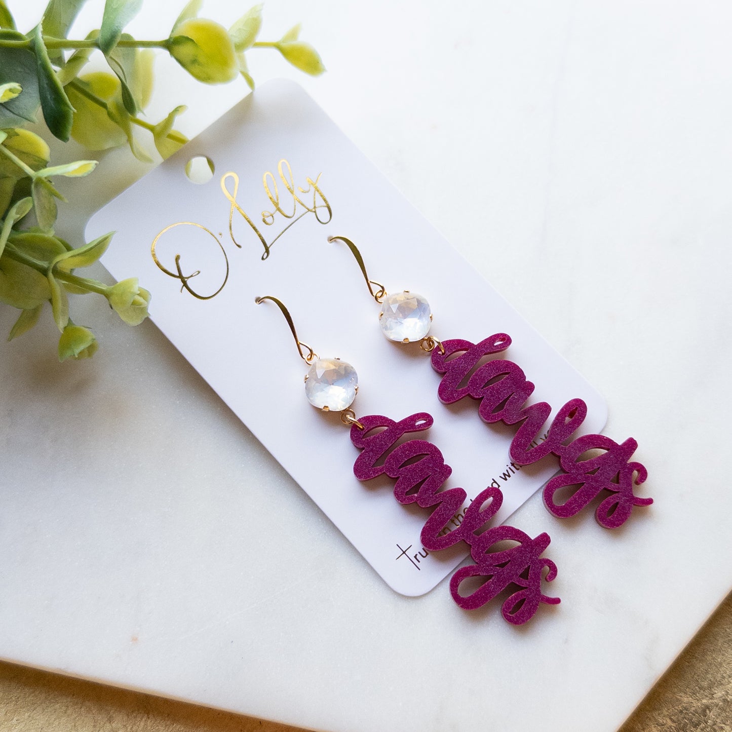 Maroon Shimmer Dawgs Earrings w/ White Stone