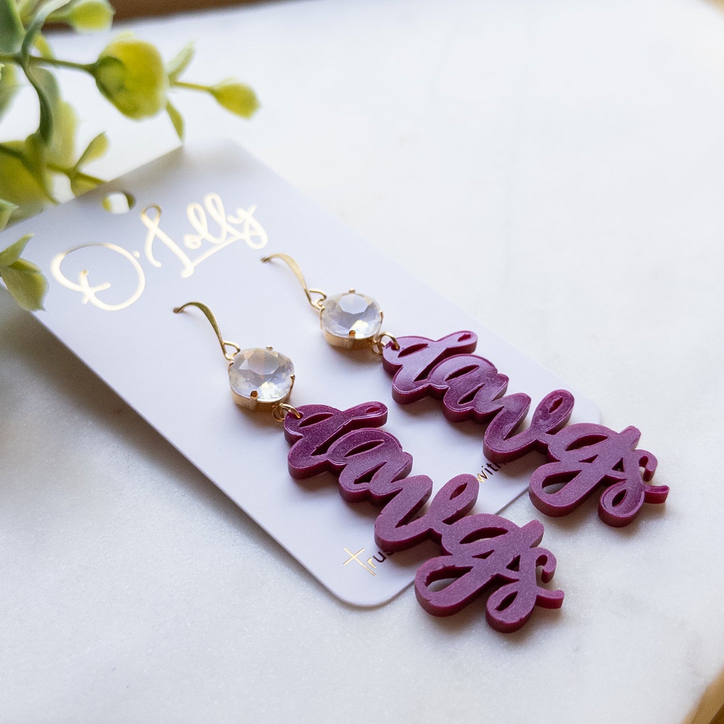 Maroon Shimmer Dawgs Earrings w/ White Stone