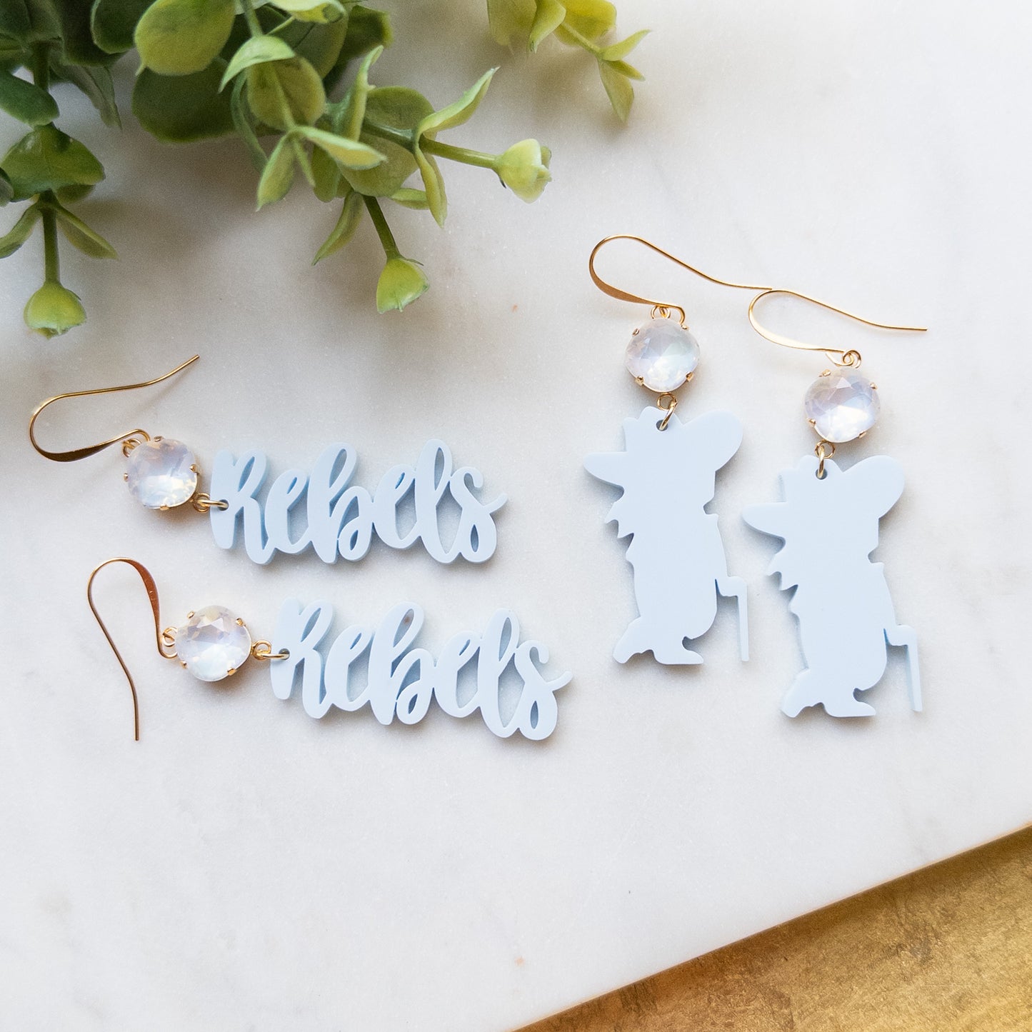 Light Blue Rebels & Rebel Man w/White Stone