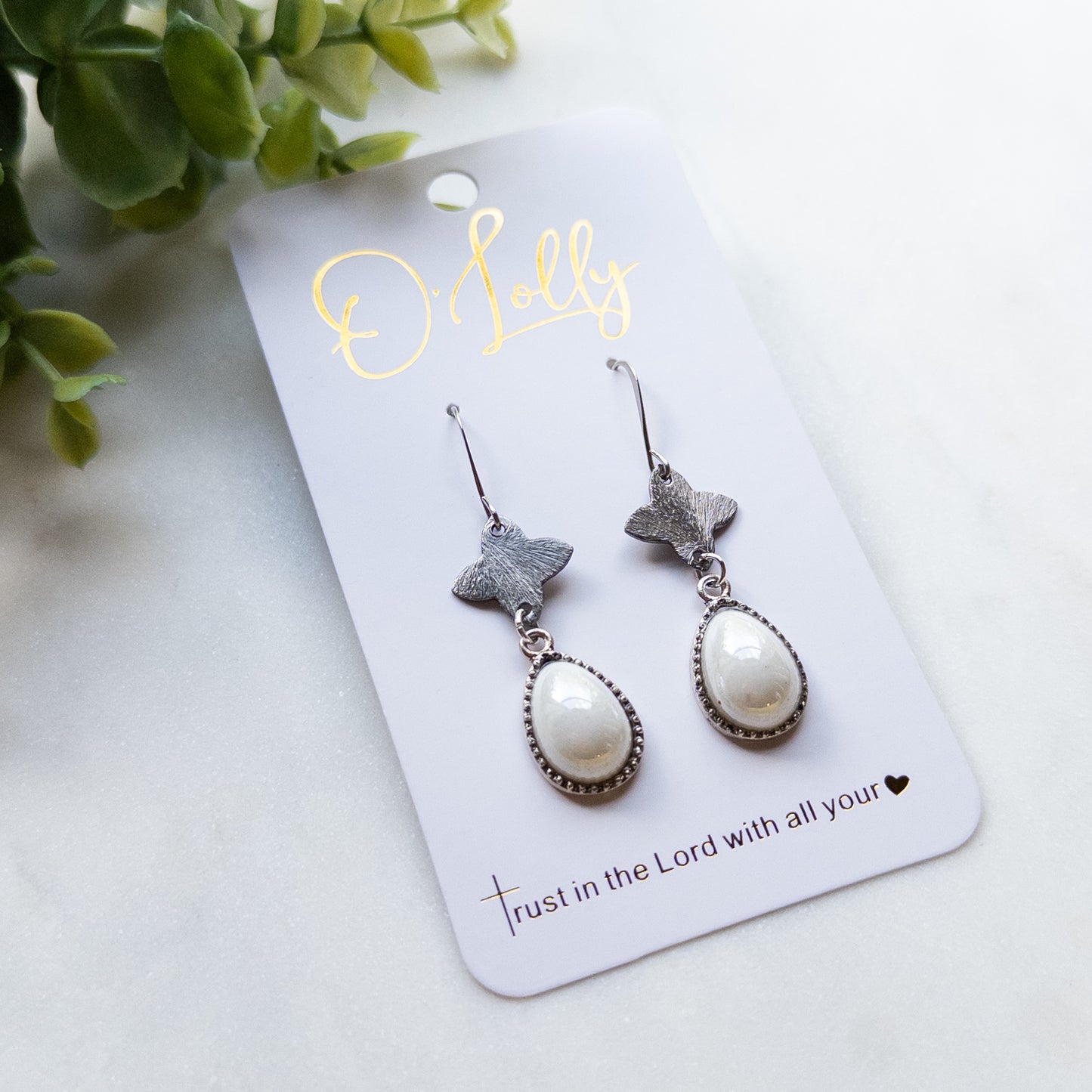 Gun Metal Pearl Drop Earrings (SALE)