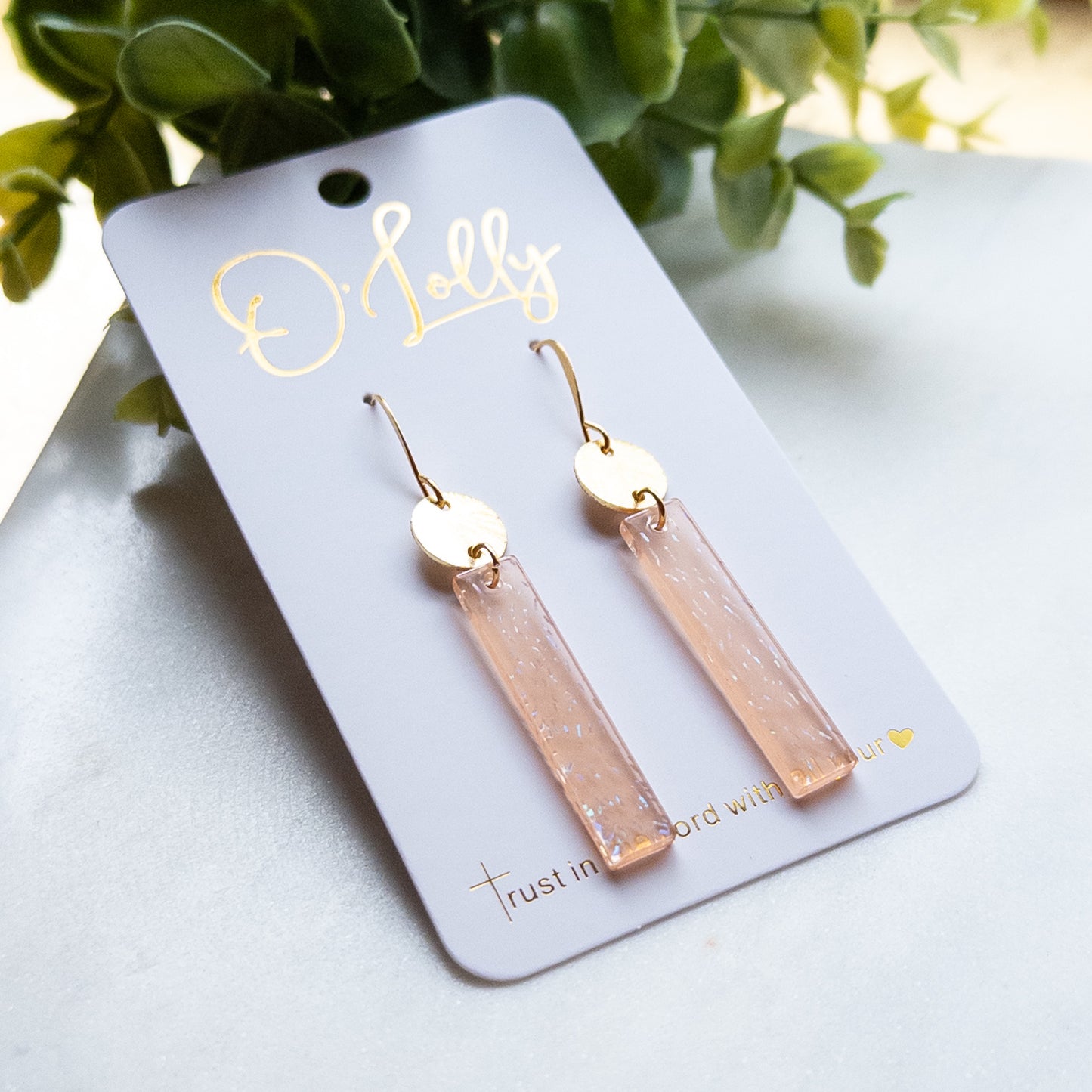 Clear Glitter Champagne Bar w/Gold Disc “Rosè”