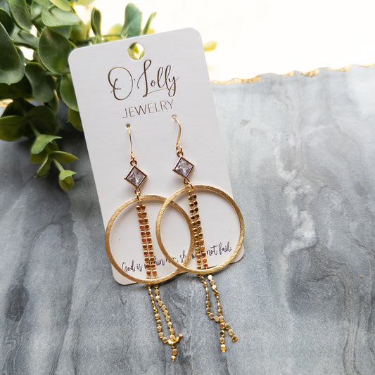 CZ & Gold Hoop w/Tassel (SALE)