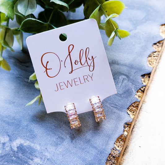 Gold Cubic Zirconia Huggie Earrings