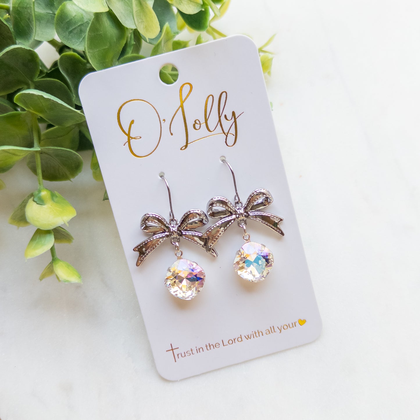 Bow w/Clear Crystal Stone “Bella”