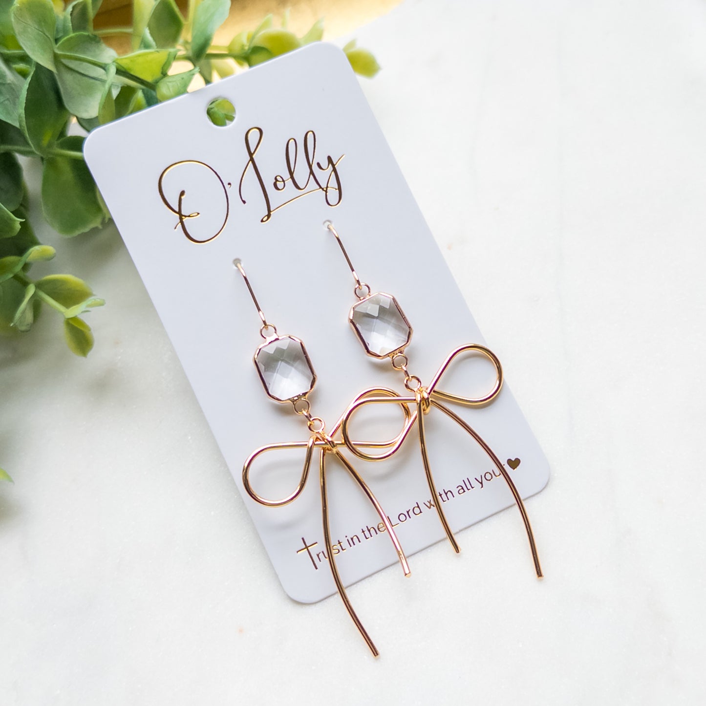 Crystal Bow Statement Dangle Earrings “Millie”