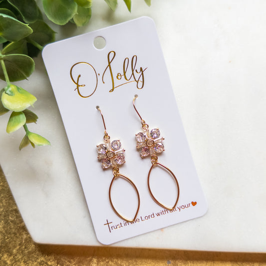 Blossom Sparkle Oval Drop Earrings