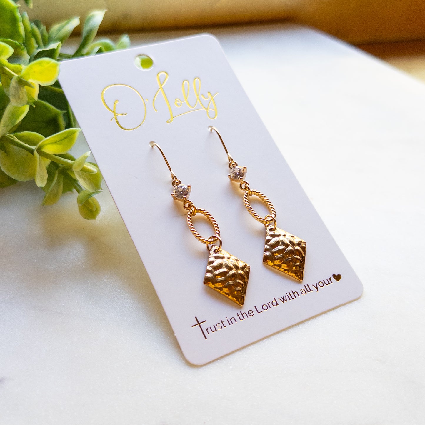 Gold Amber Rhinestone Dangle Earrings